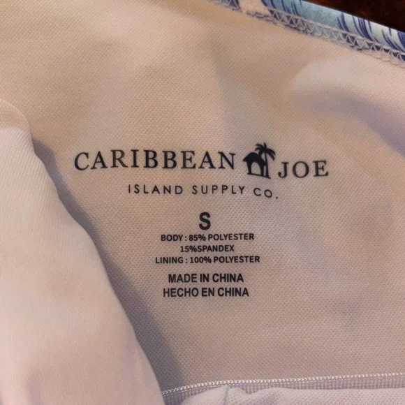 Caribbean Joe White One-Shoulder One-Piece Swimsuit with Blue Floral Print - Picture 4 of 5